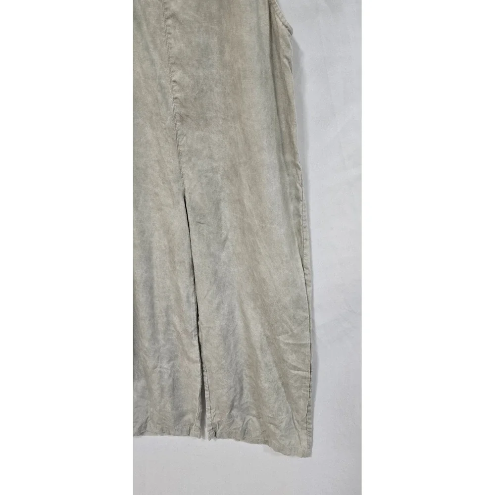 Zara women L wide leg linen lyocell blend overall‎ jumpsuit granola outdoor